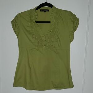 HeartSoul Green Ruffled Cap Sleeve Blouse